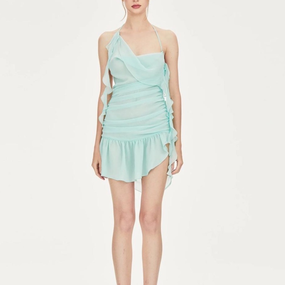 PANN Blue Ruffle Mini Dress - Picture 2 of 9